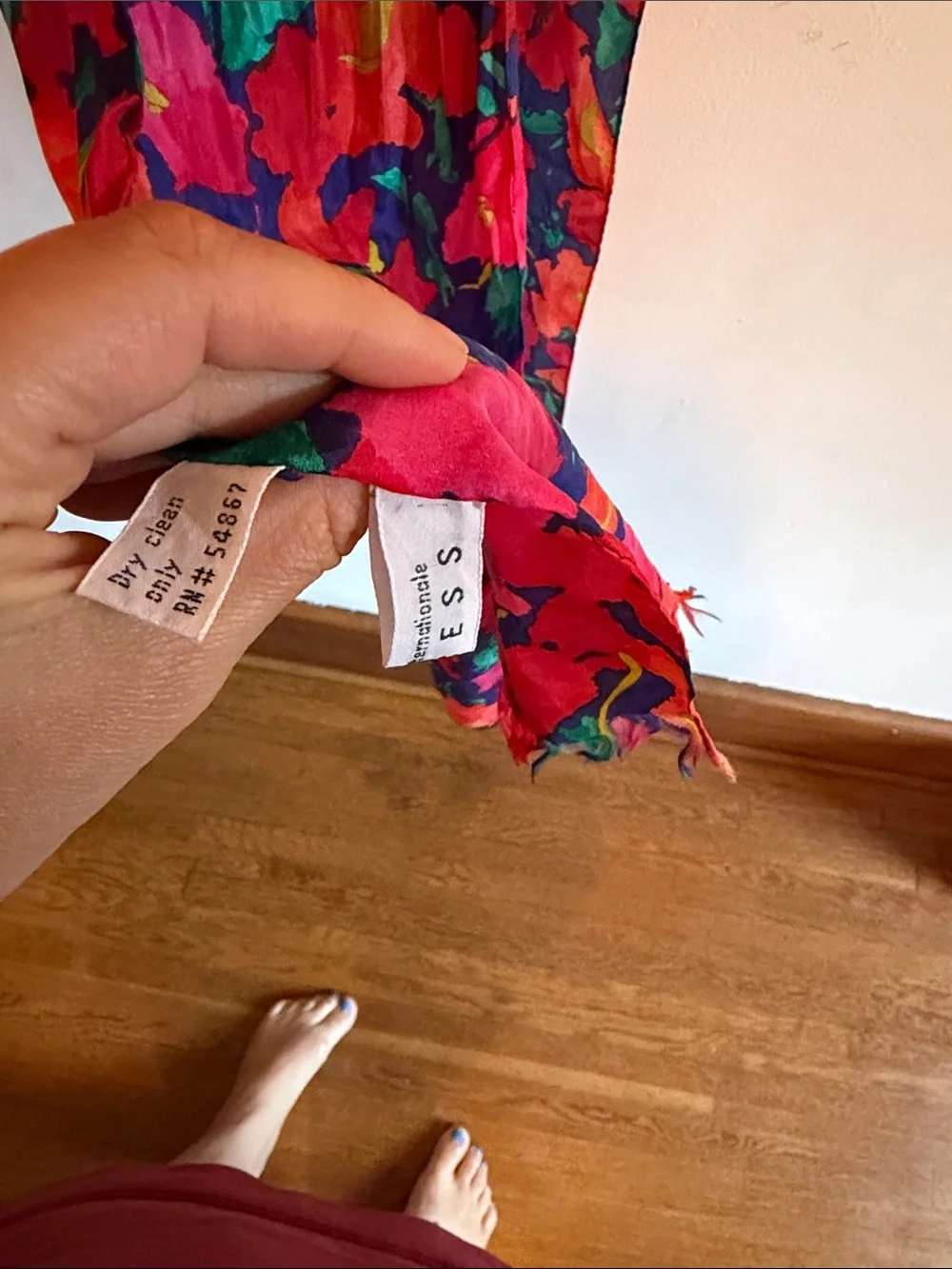 Vibrant Red Floral vintage scarf!